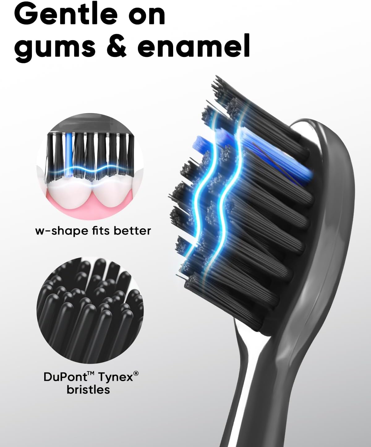 MySmile DY156 Electric Toothbrush for Adults, Rechargeable Sonic Battery Toothbrush Portable with 3 Brush Heads, 2 Mins 5 Modes Smart Timer, 45000VPM, One Charge for 60 Days – Black