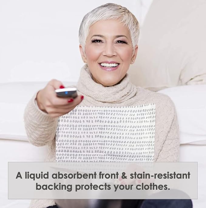 Disposable Bibs for Adults, Kids & Seniors | Adhesive Tab Napkins for Eating, Personal Use, Travel | Spill Absorbent, Stain/Liquid Repellent | Grey Dot, 10 4-Count Pouches (40 Sheets)