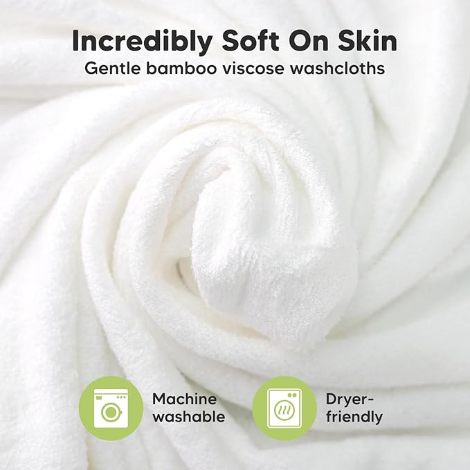 6-Pack Baby Washcloths - Soft Absorbent Viscose from Bamboo Wash Cloths for Babies, Kids, Toddlers, Infant, Newborn Bath Towels, Gentle on Sensitive Skin, 10x10 Reusable Face Towels (Candy Pop)