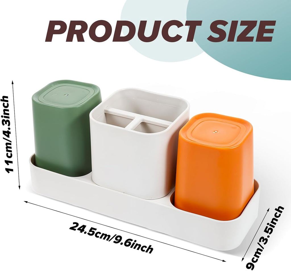 Toothbrush Holder for Bathroom, Bathroom Organizer Storage Set with 2 Cups, Kids Electric Toothbrush Holder, Bathroom Accessories Storage for Toothpaste