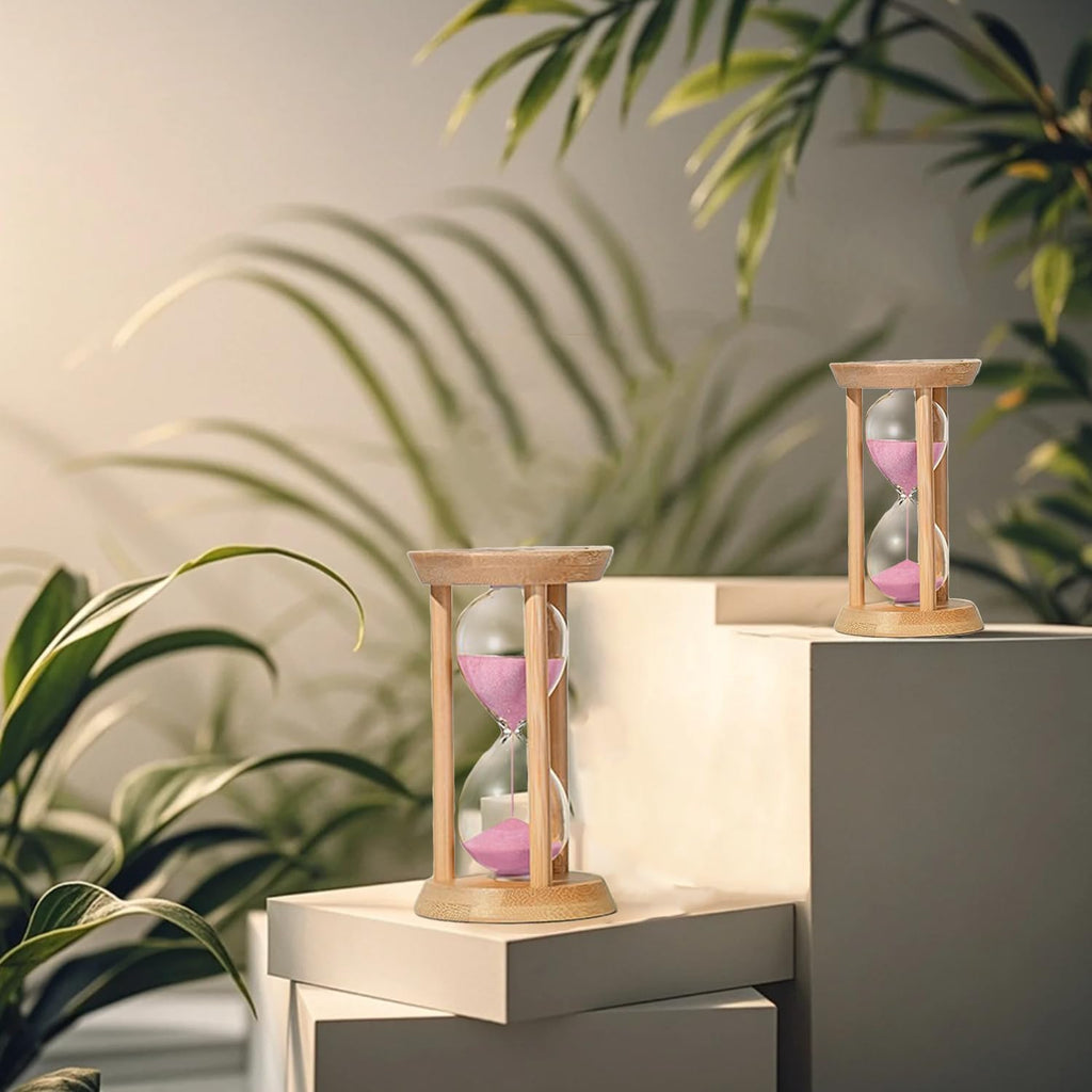 Wood Sand Timer, 60 Minute Hourglass,Bamboo Sandglass Timer 60 Min,Sand Watch for Speed Reading Timer,Baking,Game, Gift,Pink