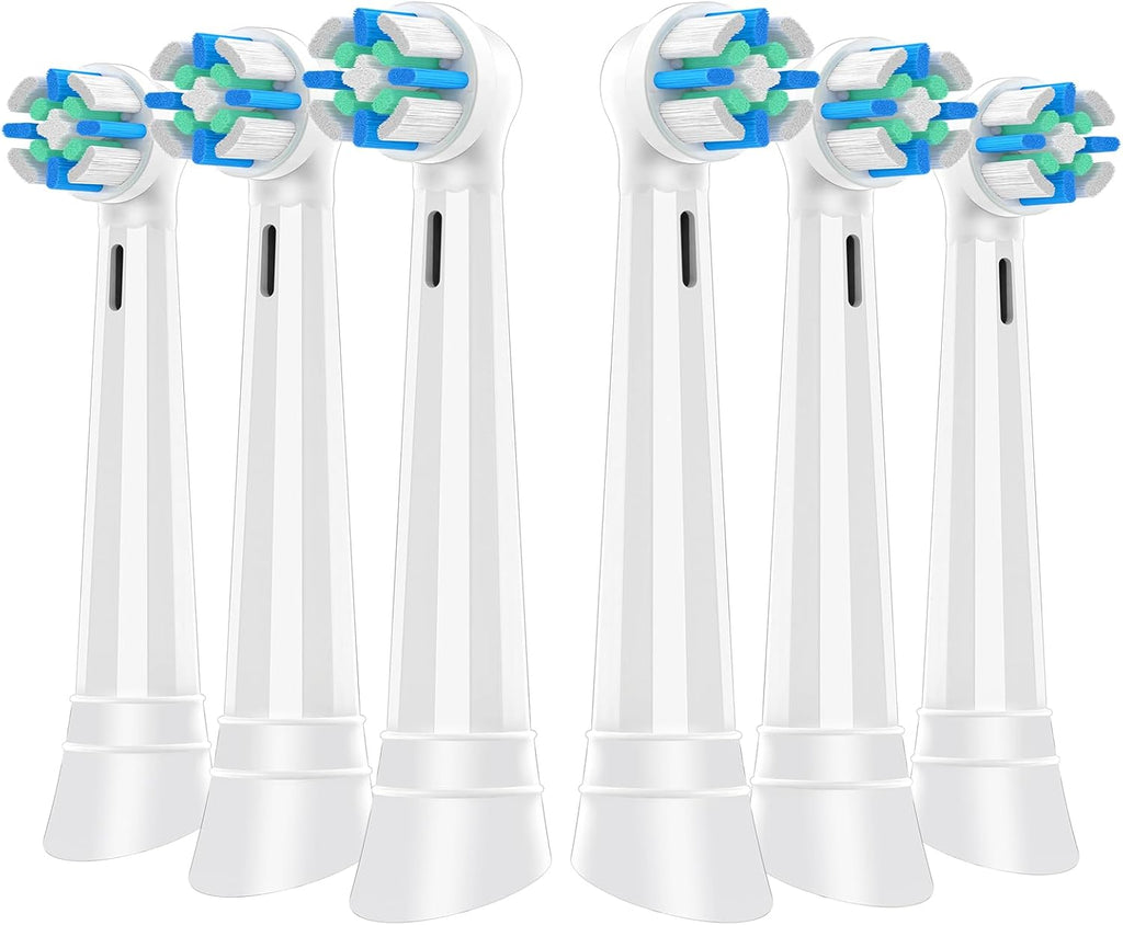6 Pack Replacement Heads with Medium Soft Bristles Compatible with Oral b IO 2/3/4/5/6/7/8/9/10 Series Electric Toothbrush, IO Brush Heads Compatible with Oral b (White)