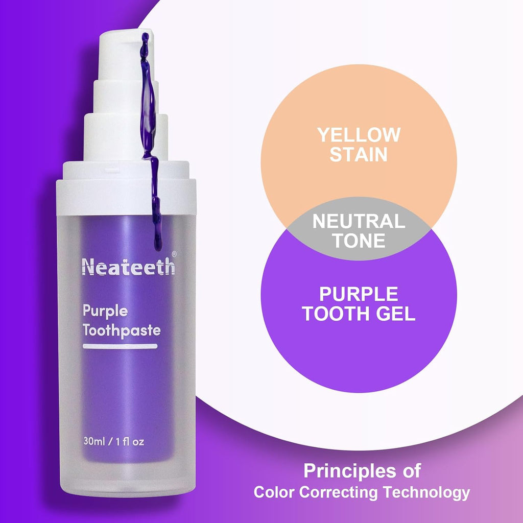 Purple Toothpaste for Teeth Whitening, Color Correcting Purple Whitening Toothpaste for Yellow Teeth, Gentle Stain Remover, Brighten & Refresh Your Smile