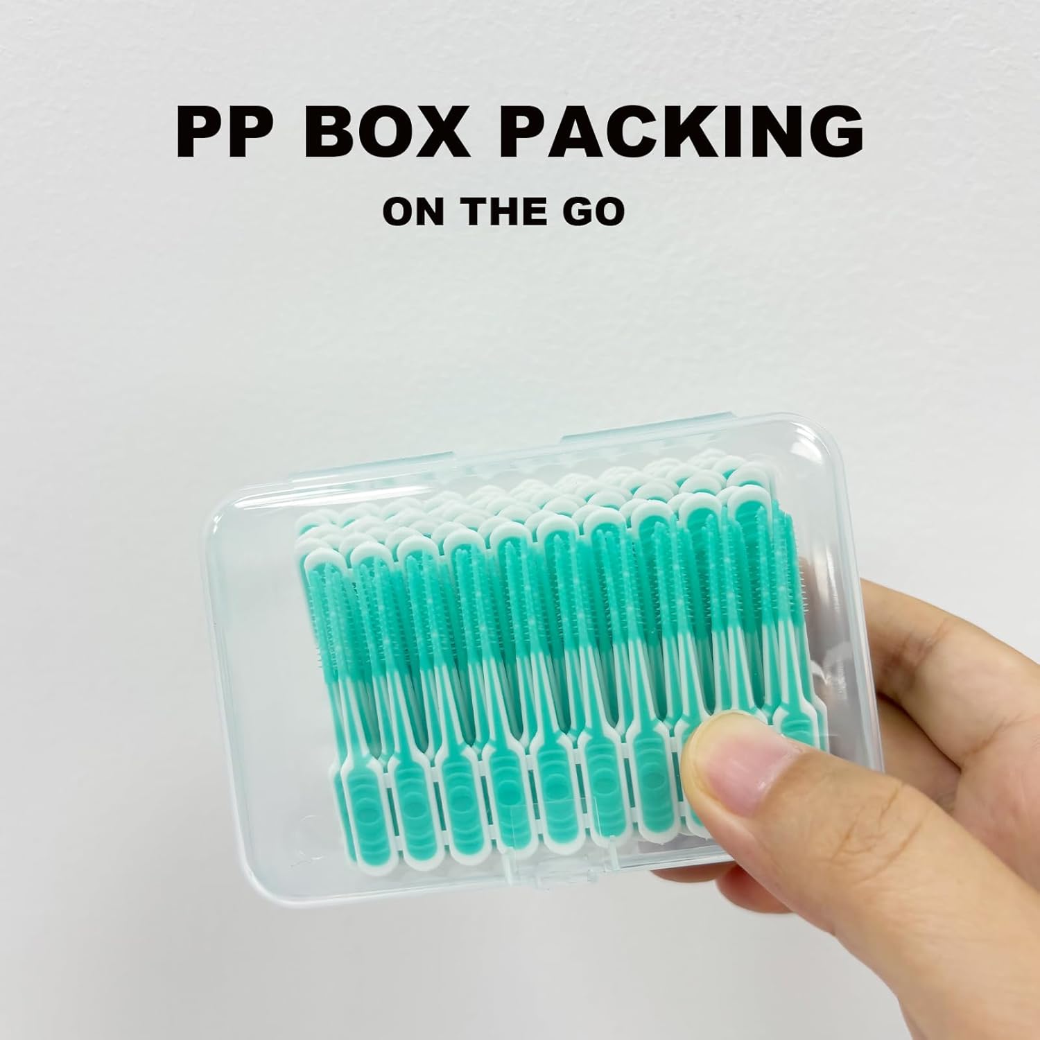 200PCS Interdental Brush with Soft Rubber Handle,Disposable Dental Picks for Teeth Cleaning,Dental Picks with Convenient PP Case (Green)