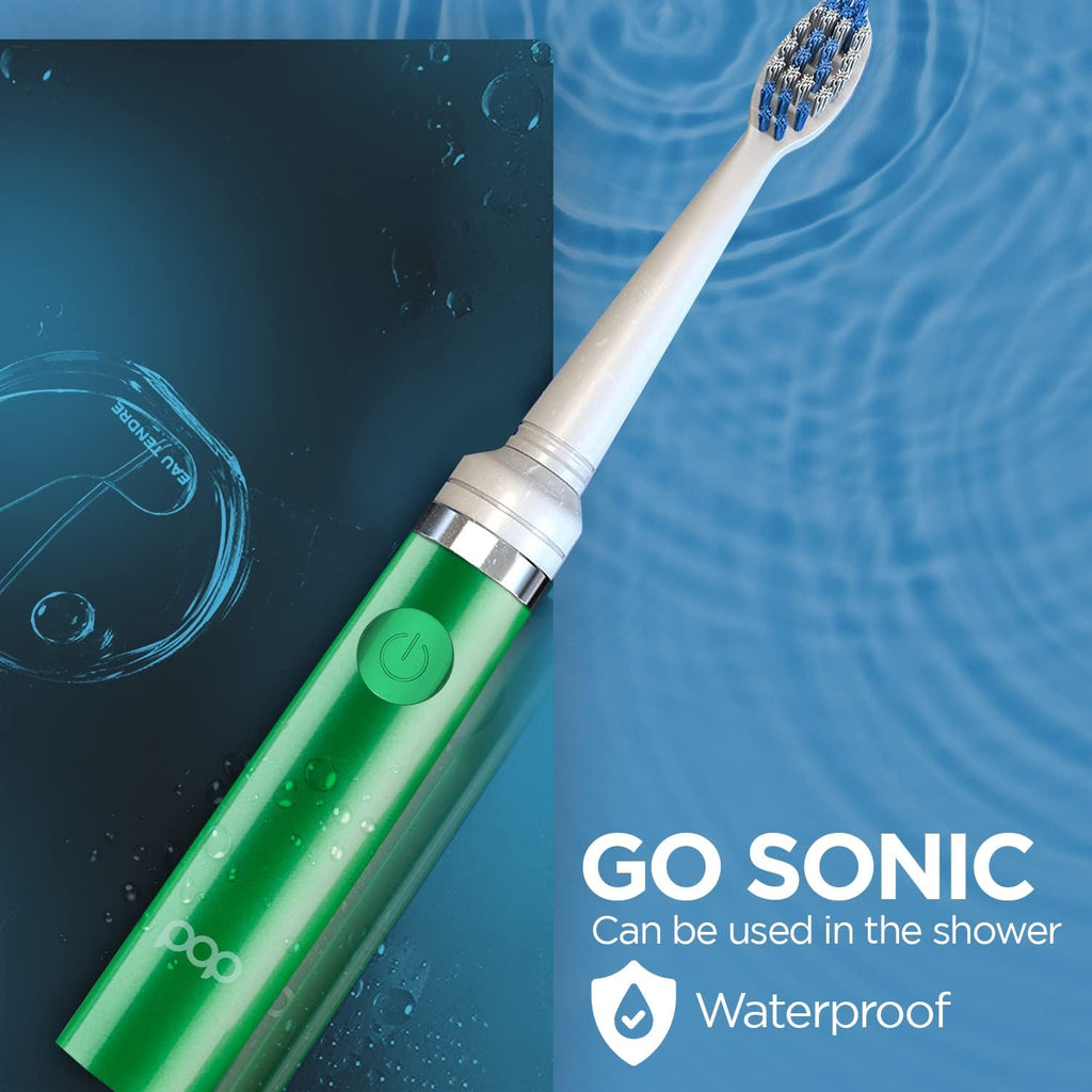 Pop Sonic Electric Toothbrush (Green) - Travel Toothbrushes w/AAA Battery | Kids Electric Toothbrushes with 2 Speed & 15,000-30,000 Strokes/Minute, Dupont Nylon Bristles