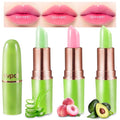 evpct 3Pcs Magic Color Changing Lipstick Long Lasting Waterproof 24 Hours Original for Women, Aloe Vera Peach Avocado Pink PH Mood Permanent Color Changing Lipstick Lip Balm Gloss, labial magico