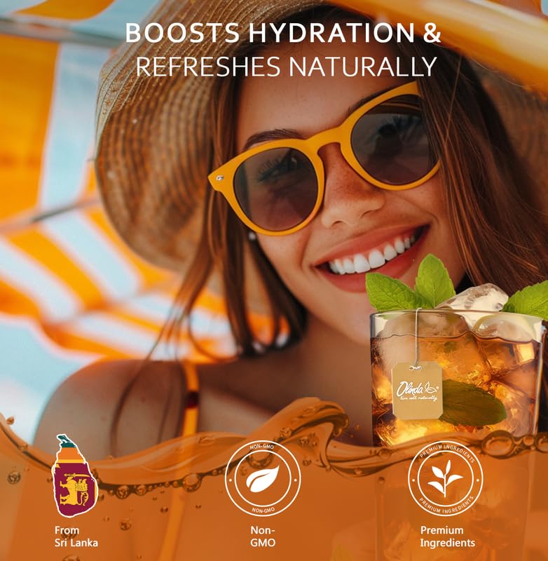 Olinda Lime & Mint Iced Tea Organic Herbal Sugar Free Minty Hot and Cold Brew Supports Healthy Digestion Naturally Caffeinated Refreshing Peppermint Tea Individually Wrapped 25 Tea Bags Christmas Gift