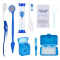 Braces Cleaning Kit for Teeth, Portable Orthodontic Toothbrush Kit Oral Care Dental Travel Kit - Interdental Brush Dental Wax Dental Floss Toothbrush Box (Blue)