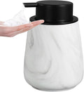 12Oz Foaming Hand Soap Dispenser - Ceramic Bathroom Foam Soap Dispenser with Easy-to-Press Black Pump, Refillable Lotion Hand Dispenser, Dish Soap Dispensers for Kitchen, Marble White