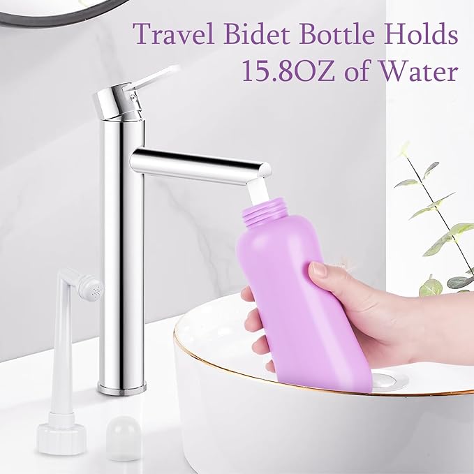 Portable Bidet Travel Large Capacity 450ml(15oz) Personal Toilet Handheld Purple