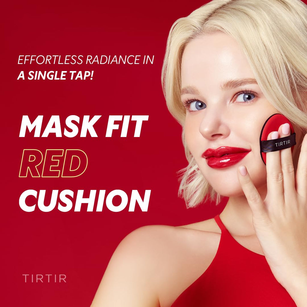TIRTIR Mask Fit Red Cushion Foundation | Full coverage, Weightless, Skin fit, Satin Glow Finish, Korean Makeup BB Foundation, beauty, Tattoo cover up, Buildable (#29C Taupe Beige, 0.63 Fl Oz)