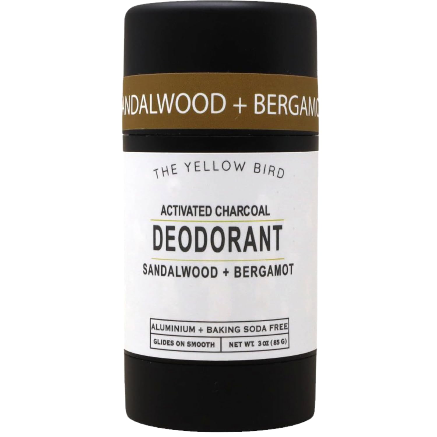 Sandalwood & Bergamot Natural Deodorant – Aluminum-Free, Baking Soda-Free Stick, Sensitive Skin Formula with Activated Charcoal – 3 oz, For Men, Women, Teens - Made in USA