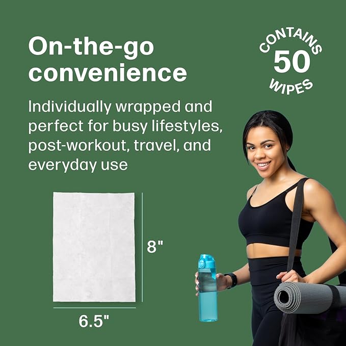 Dew Well Deodorant Wipes - Individually Wrapped Travel Wipes - On-the-Go Travel Toiletries - Natural Deodorant Formula - 50 Count, Pack of 1, Cucumber