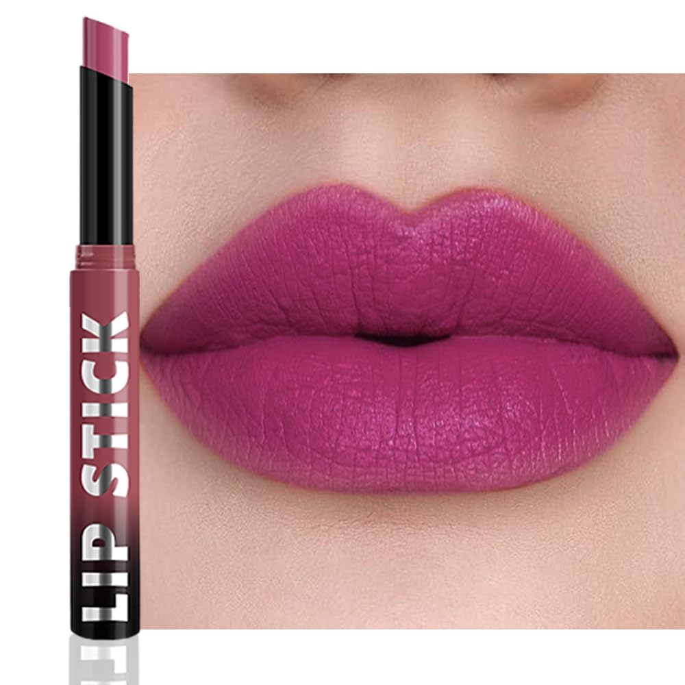 Purple Matte Lipstick for Women, Long Lasting Waterproof Transfer-Proof Vegan, 24 Hours Moisturizing Glossy Shine Lip Gloss, Lipstick Palette Beauty Products Makeup All-Day Formula A03#
