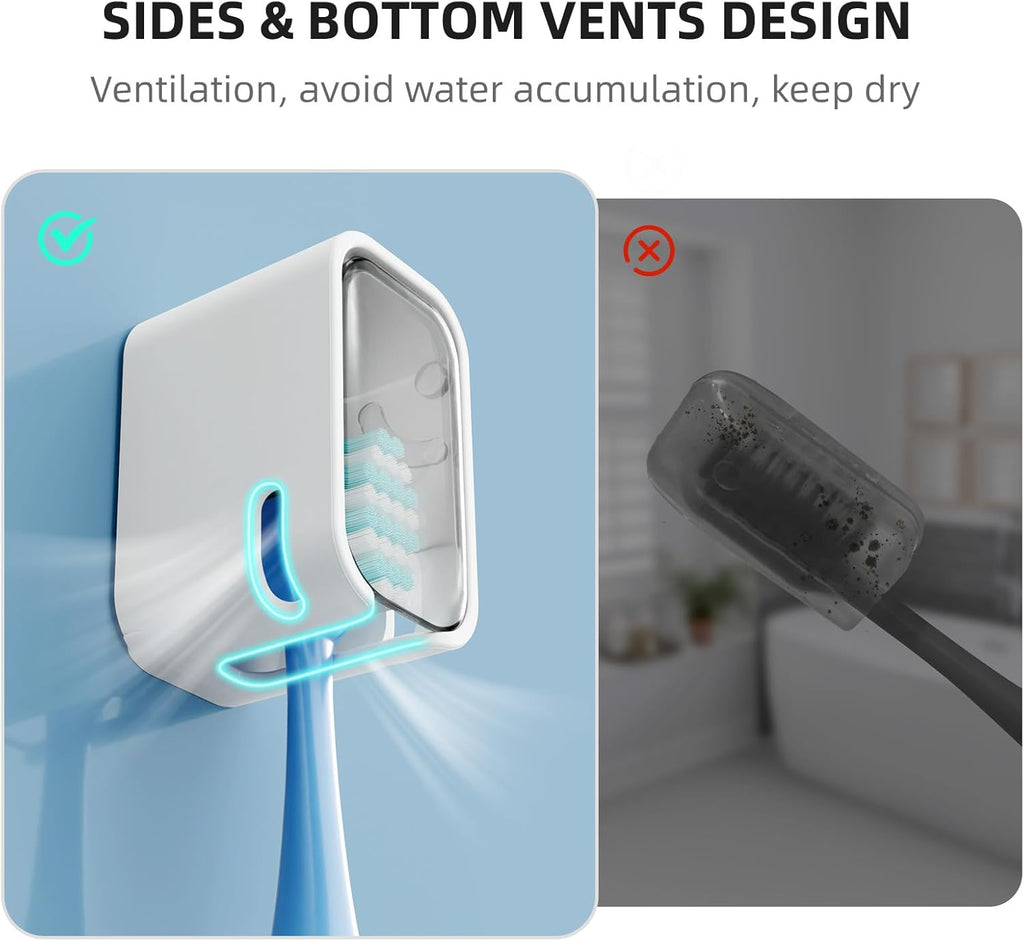 Travel Toothbrush Head Cover 2PCS, Electric Toothbrush Covers Caps, Ventilated Toothbrush Protectors Caps for Travel, Camping, Bathroom, Business, Grey