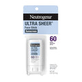 Neutrogena Ultra Sheer Face Sunscreen Stick SPF 60, Sensitive Skin Care, Mess-Free Broad Spectrum Sun Protection, Water Resistant Travel Size Sunscreen for Face, Oxybenzone-Free, .47 oz