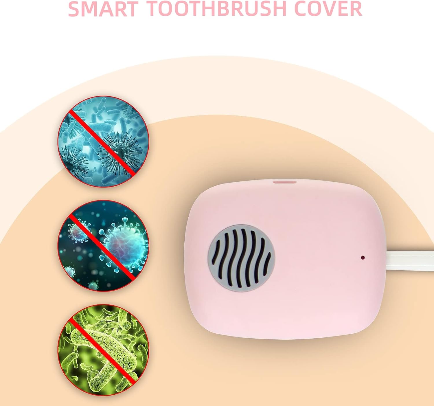 Toothbrush Travel Cover, Toothbrush Travel Case With Air Drying Function, Rechargeable Portable Toothbrush Travel Container with Holder for Household and Travel - pink