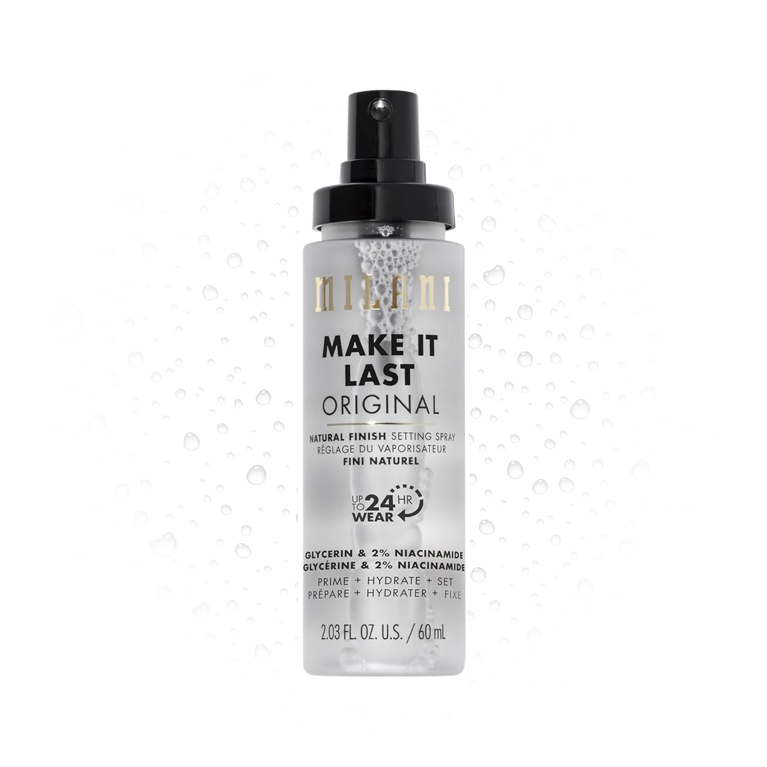 Milani Setting Spray + Primer, Make It Last Original - Natural Finish with Niacinamide for Hydration, Setting Spray for Makeup and Face Primer, 3-in-1 Prime + Hydrate + Set, 2.03 Fl. Oz