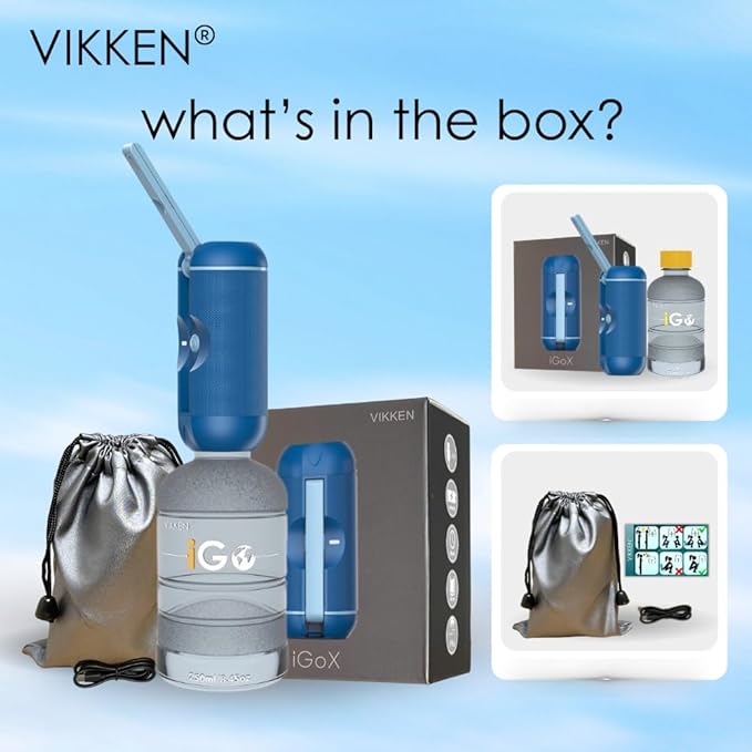 VIKKEN® 250ml iGo X Portable Travel Bidet USB-Type C Rechargeable Electric Mobile Handheld Ultra Strong Water Spray Personal Hygiene Self Care for Women & Men