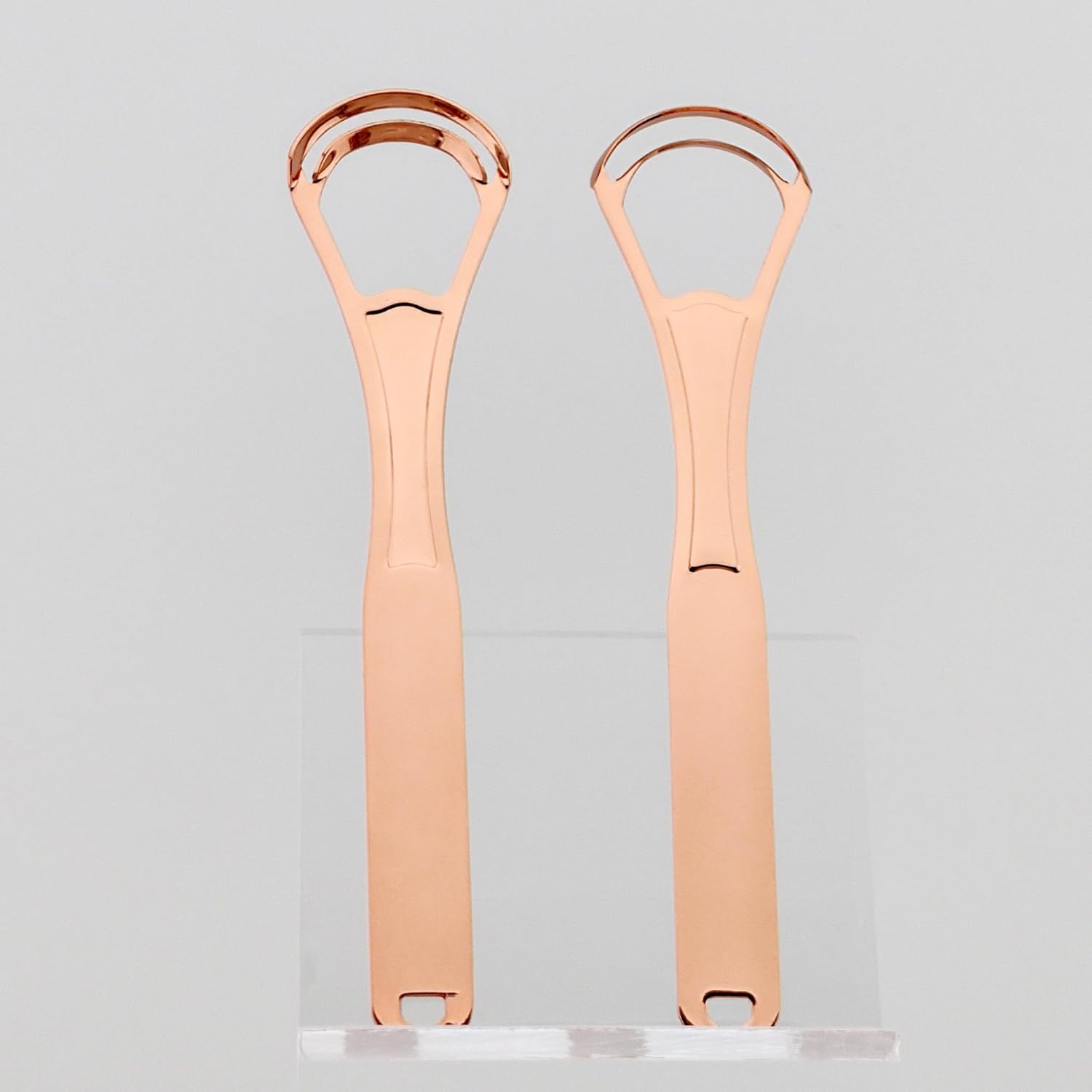 2PCS Tongue Scraper Cleaner Brush Wide-head Double Blades Scrapers For Oral Care, Rose Gold Color