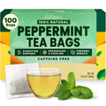 Gya Tea Co Peppermint Herbal Tea Bags (100 Bags) - Caffeine Free with a Tangy Flavor for All Day Comfort, Calming, Relaxing & Nourishing - Fruit & Herbal Blends