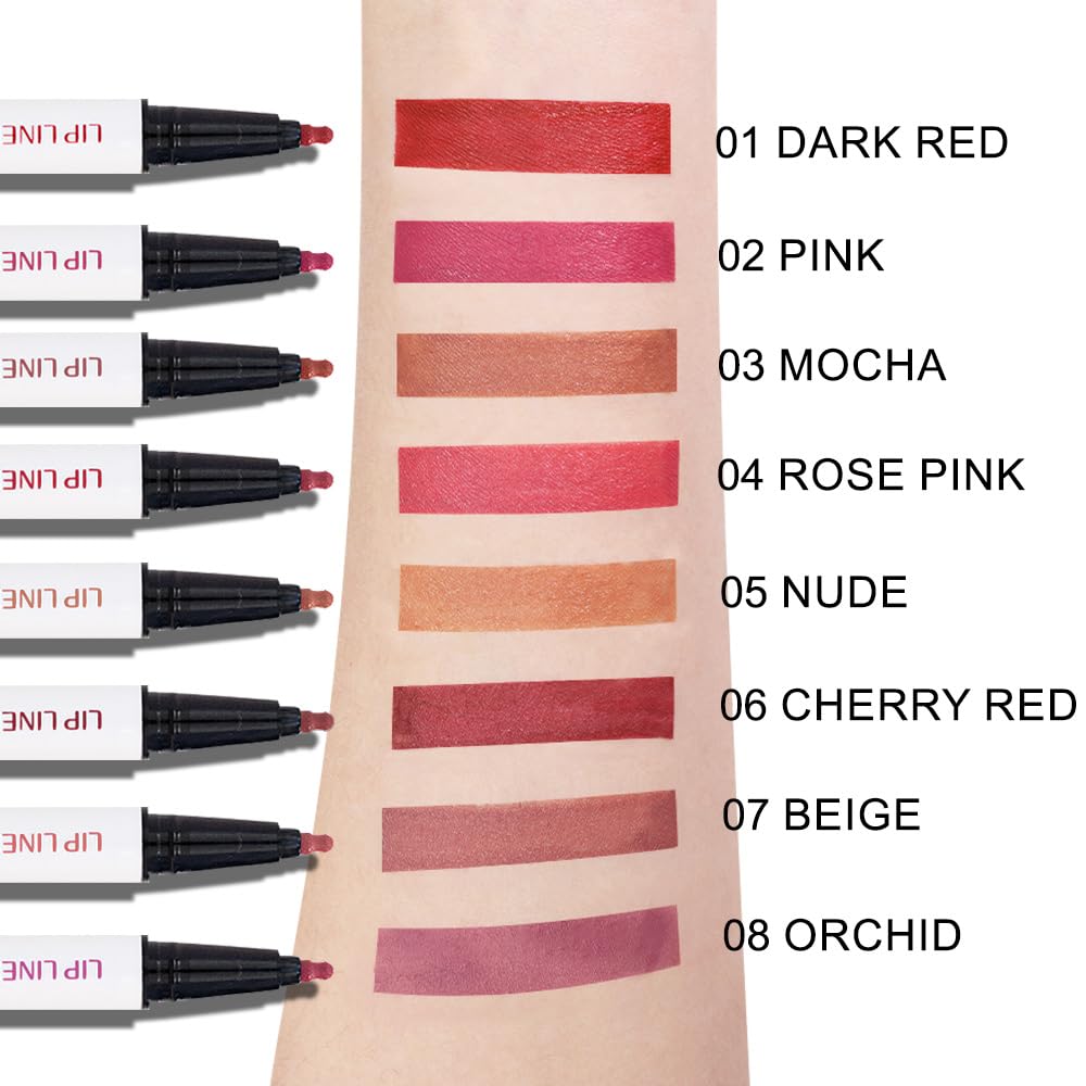 Kaely Pink Longwear Liquid Lip Liner Waterproof, 24 Hour Long Lasting Lip Liner Stain Marker Pen, 2-in-1 Matte Semi Permanent Lipliner & Lipstick, Vegan & Cruelty-Free, 02