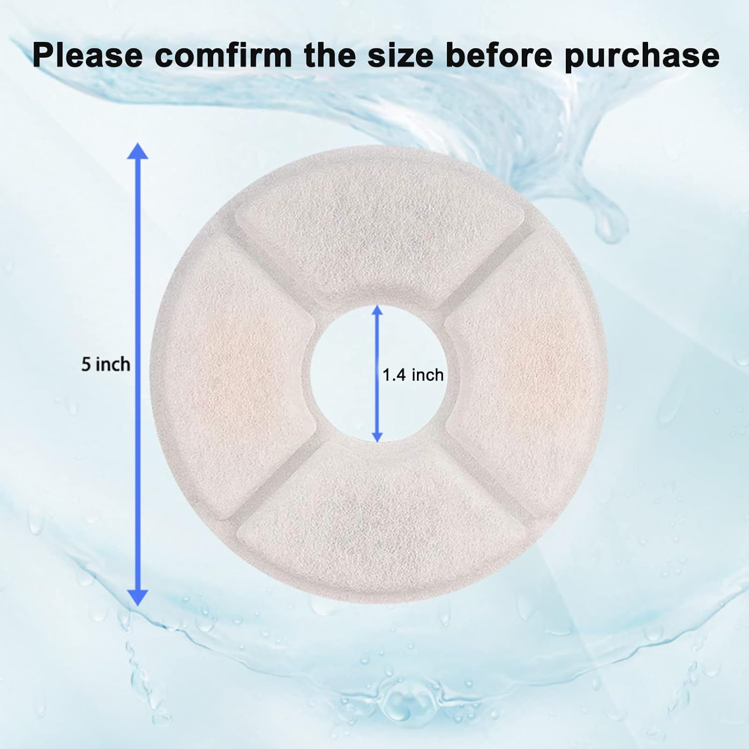 12/16 Pack Cat Water Fountain Filters, Cirfifth Triple Filtration System Pet Cat Fountain Filter Replacement for 84oz/2.5L Automatic Cat Fountain (12 Pack)