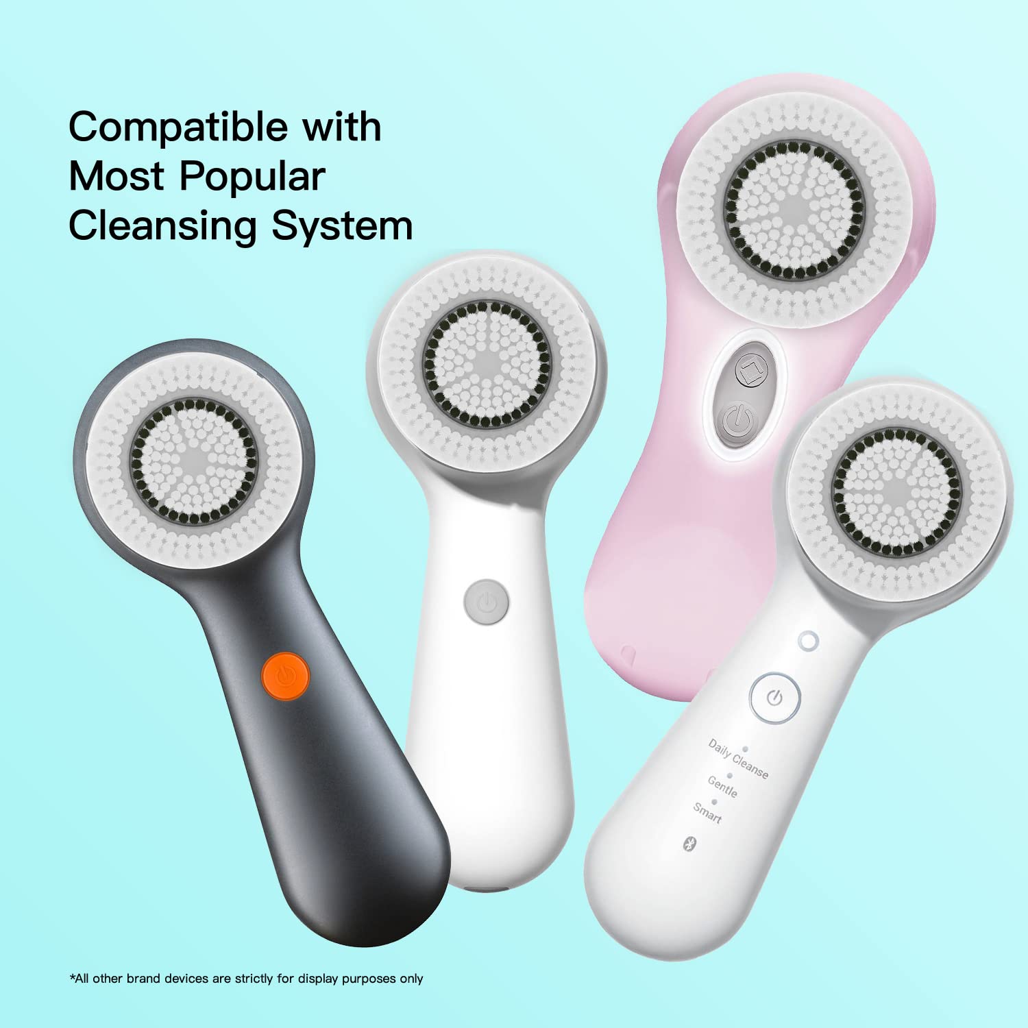 Brushmo Brush Head Replacements Compatible with Clarisonic Mia 1, Mia 2, Mia Fit, Alpha Fit, Smart Profile Uplift and Alpha Fit, Sensitive Facial 4 Pack (Sensitive)