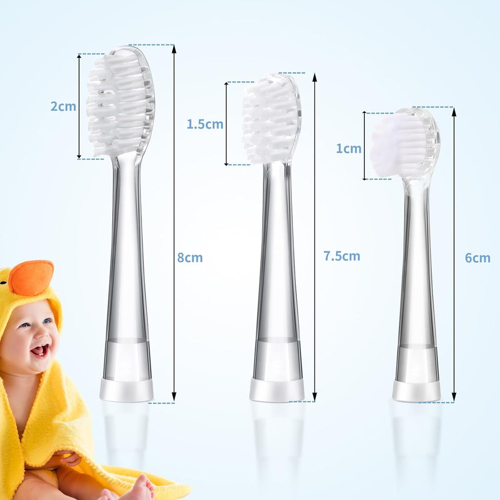 Baby Toothbrush Heads Compatible with Seago SG-513/SG-977/EK6, Compatible with Dada-Tech-BB1/977/K6, Compatible with Brush-Baby WildOnes/KIDZSONIC(8-18 Month)