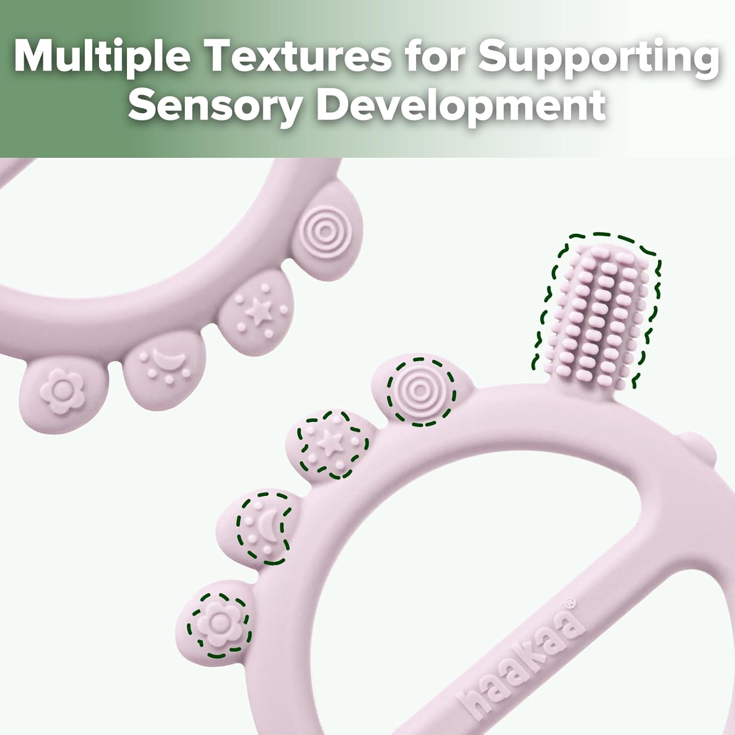 Haakaa Silicone Crab Baby Teether,Baby Toys,360°Baby Toothbrush Head for Infant Self-Brushing Training,Food-Grade Silicone,Lavender