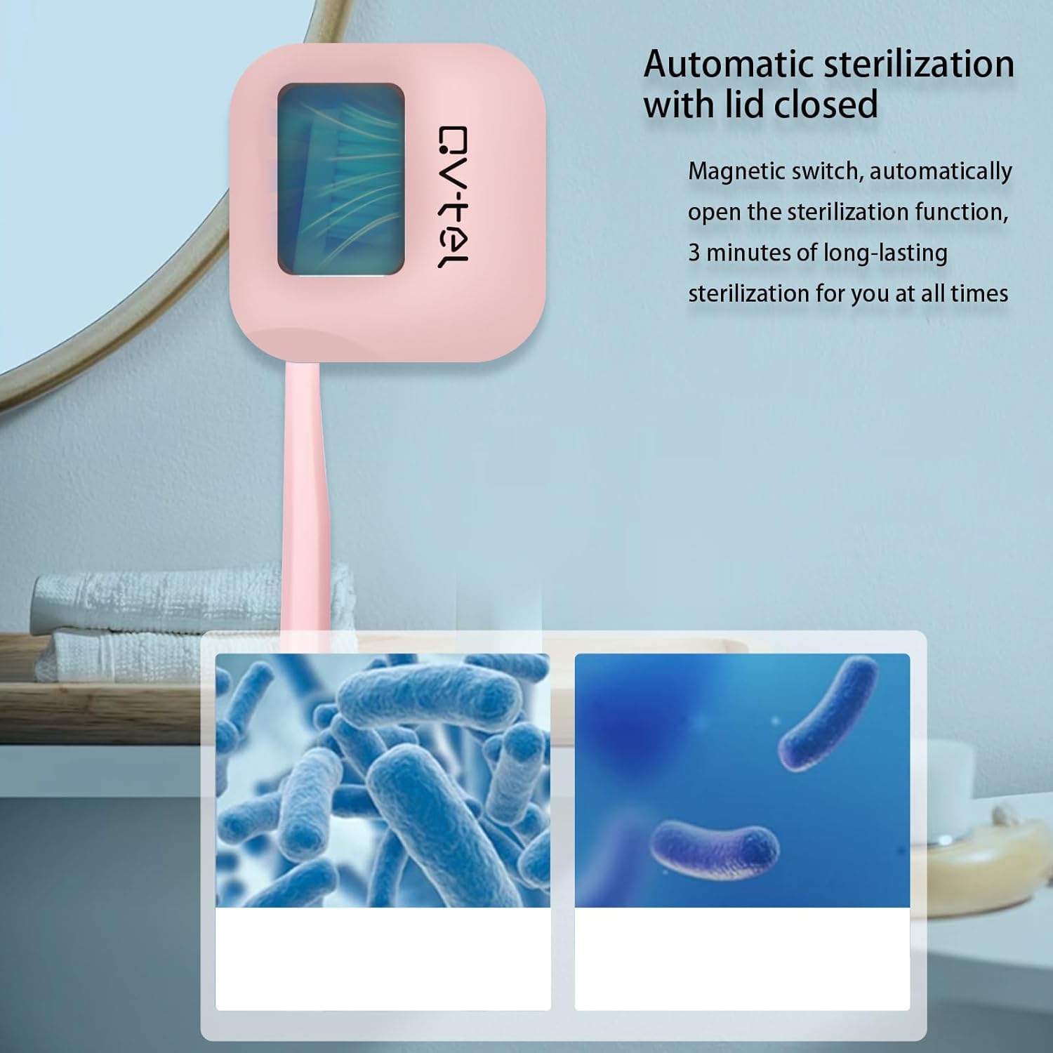 Wall Mounted Toothbrush Holder & Toothbrush Cleaner, Toothbrush Case - Manual/Electric Toothbrush Cover for Any Toothbrush Head - Rechargeable Toothbrush Travel Case with Cover, Clean for Home, Travel