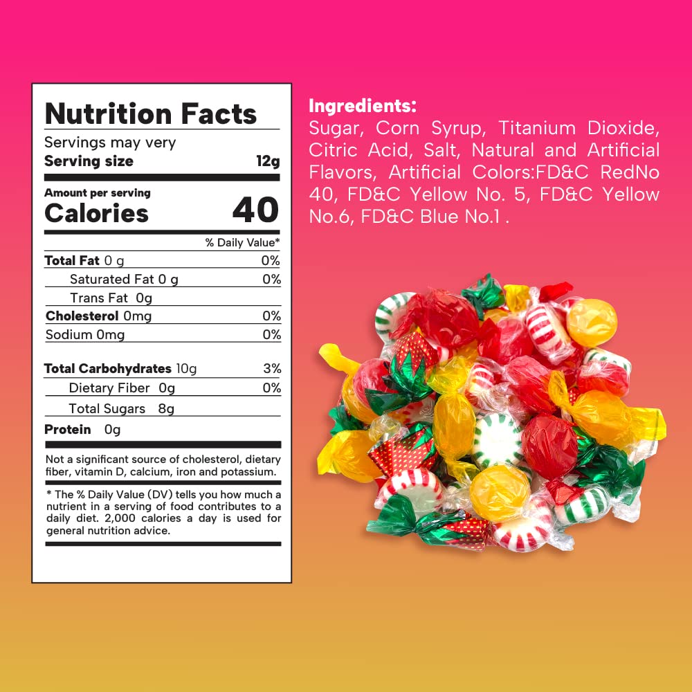 Hard Candy Assortment | 3 Pound Bag | Starlight Mints, Strawberry Drops, Butterscotch, Cinnamon Discs - Hostess Mix