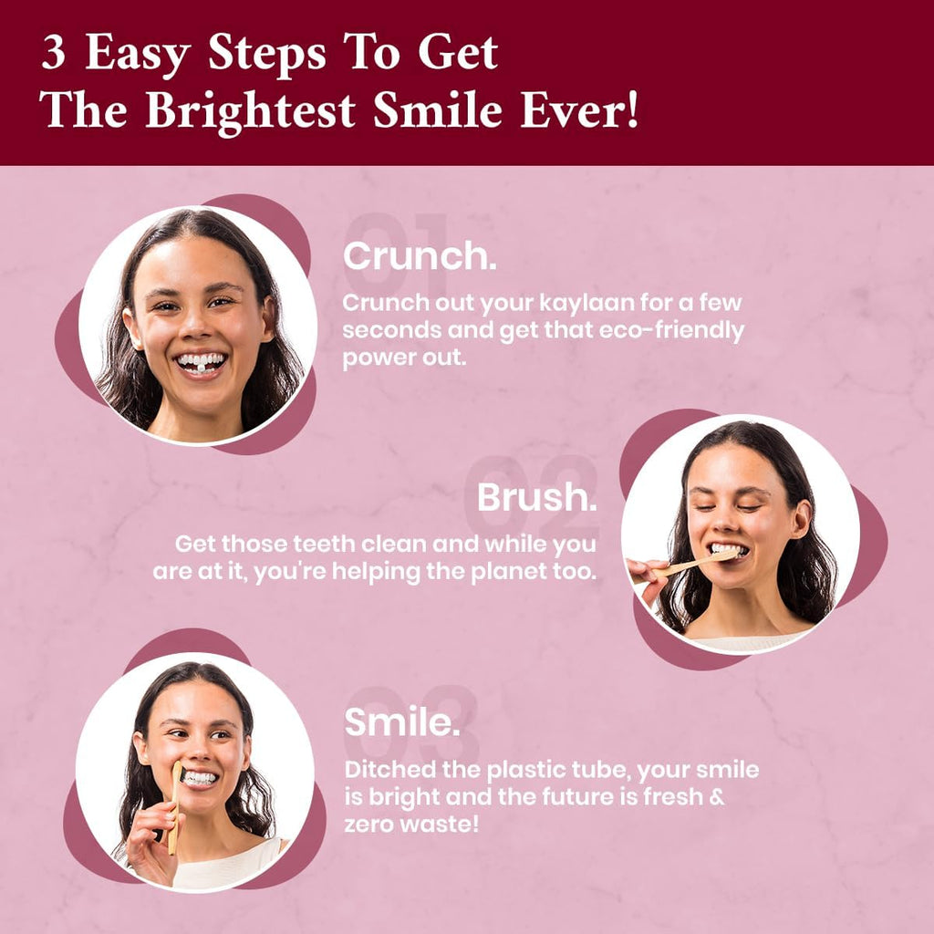 Kalyaan Kids Toothpaste Tablets with Fluoride | Whitening, Sensitivity Relief & Cavity Protection | Chewable, Plastic-Free, Travel-Friendly - Watermelon, 90 Count, Made in USA