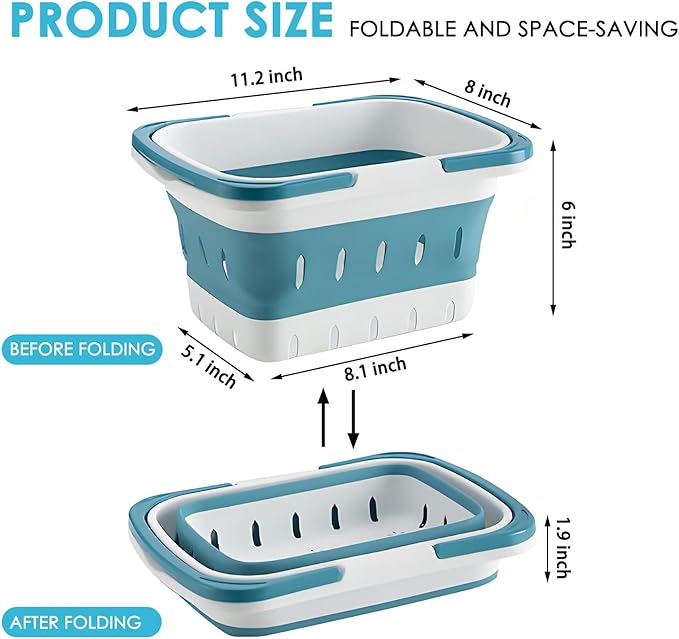 Portable Shower Caddy Tote – Collapsible Plastic Basket with Handles, Foldable Storage Organizer for Bathroom, Kitchen, College Dorm, Gym, Travel & Camping