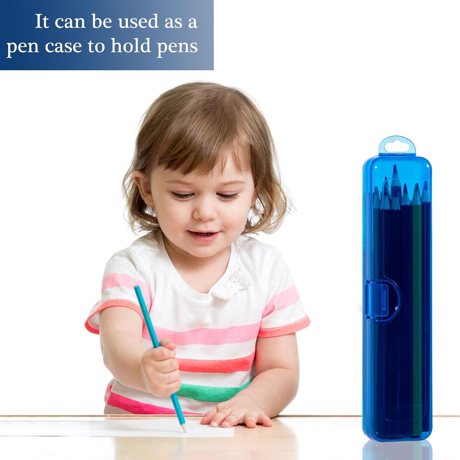 Toothbrush Travel Case 2 Pack, Clear Dark Blue Toothbrush Case HolderTravel Size Plastic Toothbrush Holder Toothpaste Storage Container Portable for Traveling, 7.87 x 1.85 x 1.18”