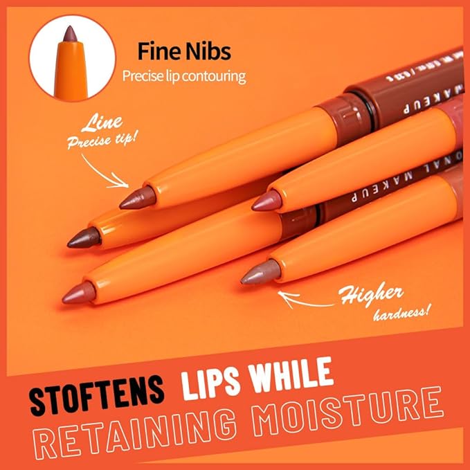 Matte Lip Liner Pencil for Shaping Lips, Retractable Creamy Brown Crayon LipLiner Pencil, Long Lasting Waterproof Lipstick Lip Liner Makeup, Vegan Beauty 04#