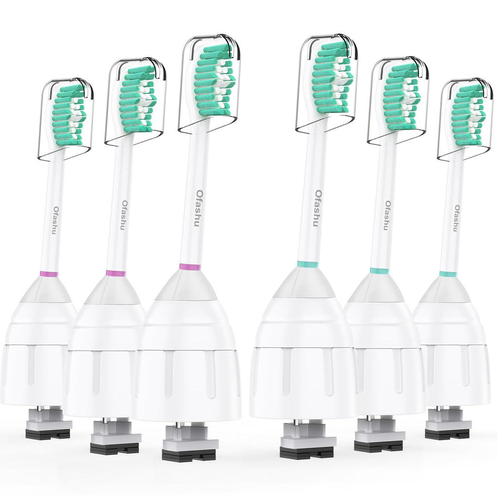 Replacement Heads for Philips Sonicare E-Series - Ofashu Brush Head Compatible with Essence Xtreme Elite Advance 7022 5610 White, 6 Packs Screw-on Electric Toothbrush