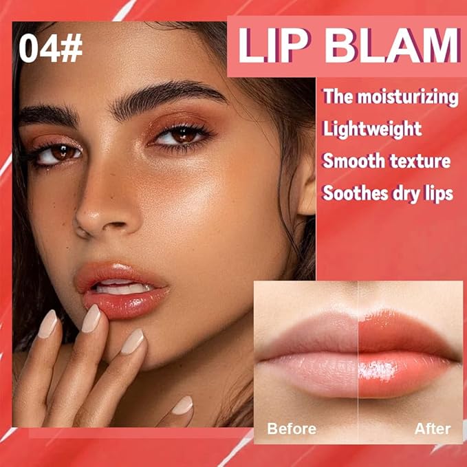 2Pcs Summer Glow Reviver Lip Balm Butter Lip Gloss, Melting Lip Serum, Ultra-Hydrating Natural Vegan Lip Oil, Sheer-Tinted Shine & Hydration, Soothes & Softens Dry Lips (03+04)