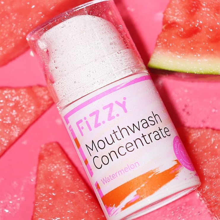 Fizzy Mouthwash Concentrate | Remineralizing Enamel Repair, Nano Hydroxyapatite | 20X Concentrated Travel Size | No Fluoride, Alcohol, Dye | Xylitol, Dry Mouth | Non-Mint | Kids & Adults | Watermelon
