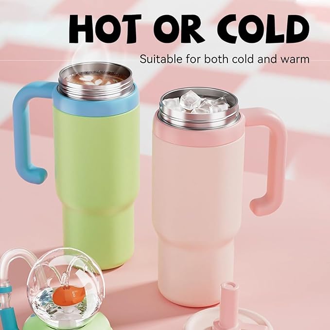 Drinking Cup With Whale Squirt, 24oz Whale Water Bottle with Handle, Insulated Stainless Steel Whale Water Cups With Two Silicone Soft Tip, Leak-Proof Whale Fountain Bottle for Kids Teens (ZBrown)