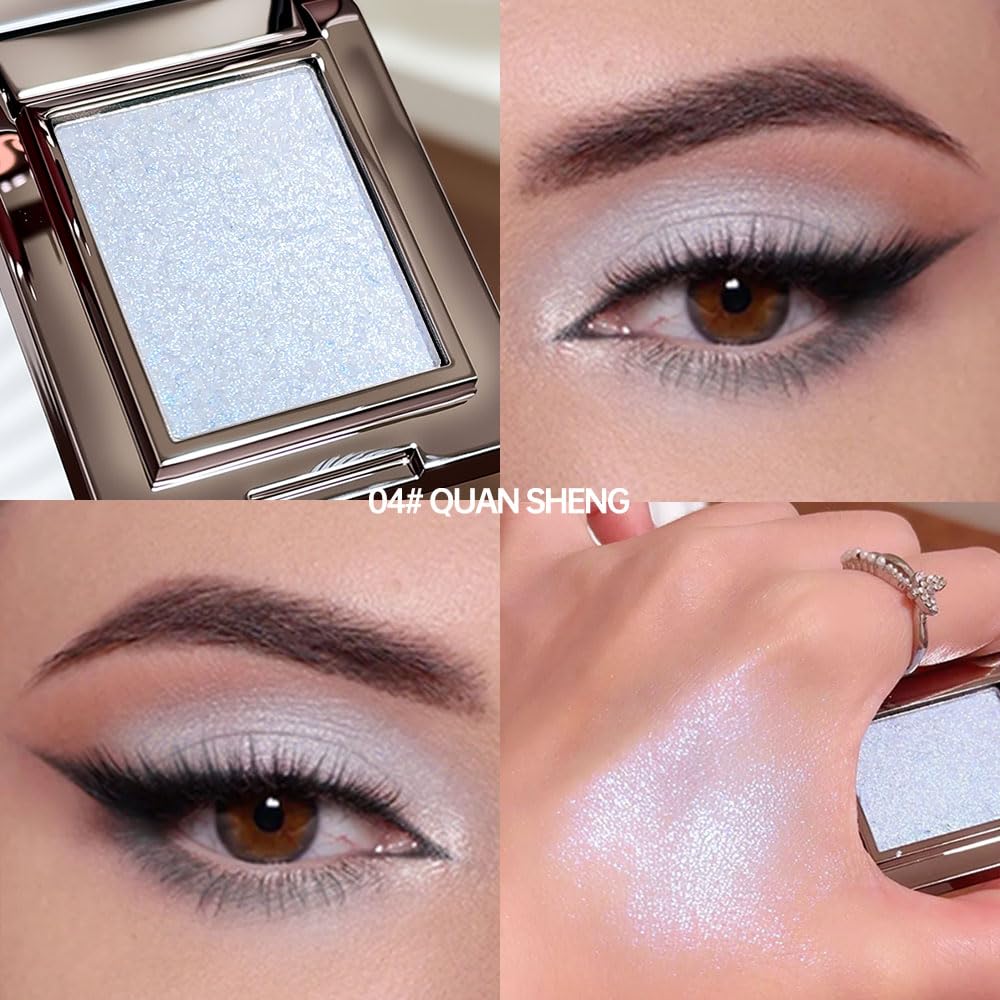 Single Glitter Eyeshadow Palette Makeup– velvet Cream Shimmer MIni Eye Shadow,Velvet Eyeshadow Palette –Shimmer Eye Makeup – Vegan& Cruelty-Free. (04#Light blue glitter, 1 Count (Pack of 1))