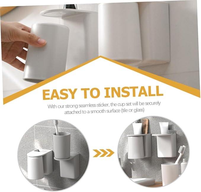 Self-draining Magnetic Toothbrush Cup with Wall-mounted Abs Holder Easy Installation Bathroom Shelf for Electric Toothbrush Storage Dust-resistant and Quick Dry Design White