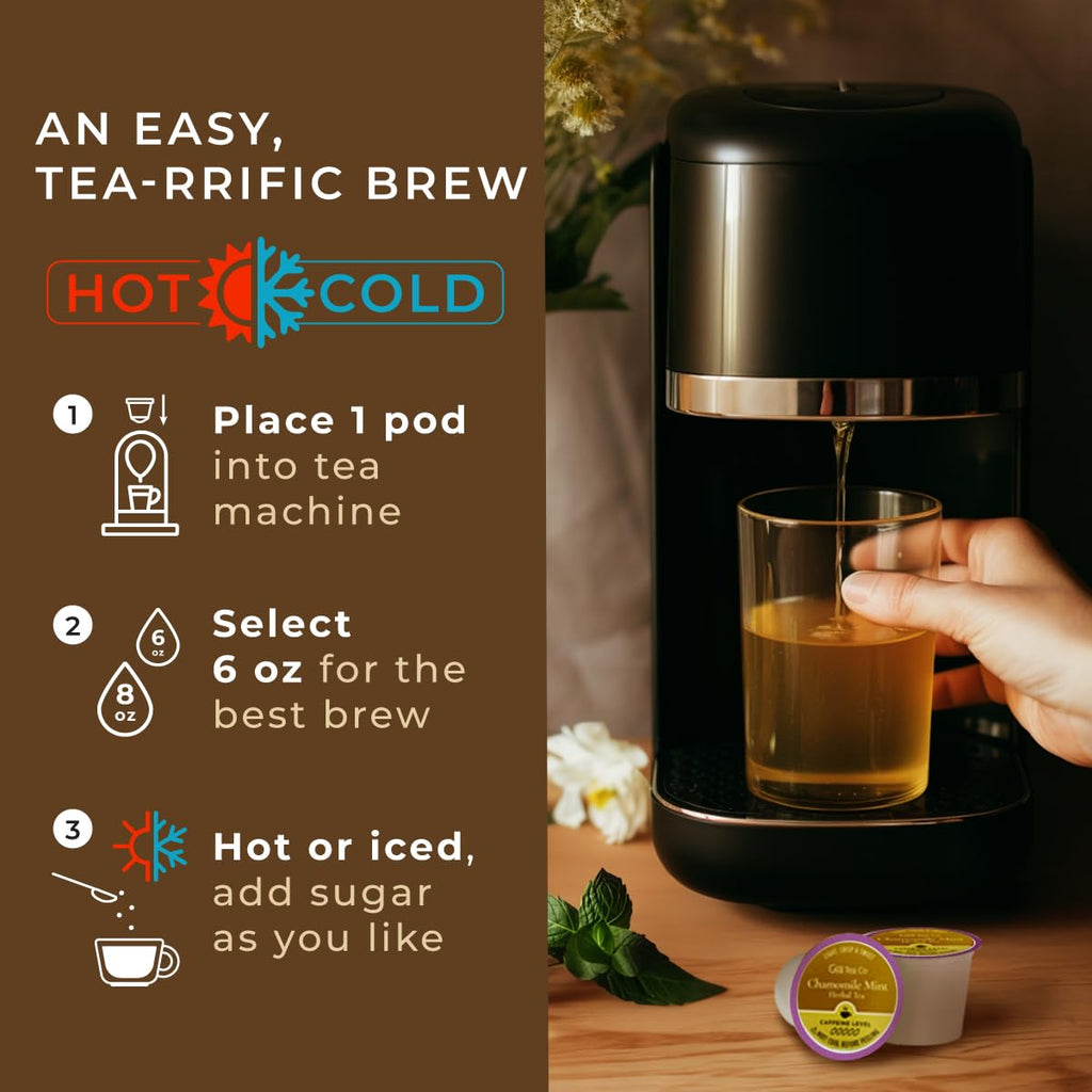 Gya Tea Co Chamomile Mint Herbal Tea Pod (16 ct) - Decaf Tea Flavorful Burst for Calming & Relaxing