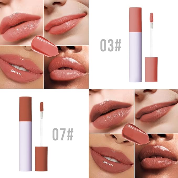 Nourishing High-Shine Lip Gloss Set,Hydrating & Moisturizing Lip Tint, Non-Sticky, Long-Lasting Glossy Lip Stain,Softens & Plumps Lips for Smooth,Gentle Formula for Dry Lips,03+07