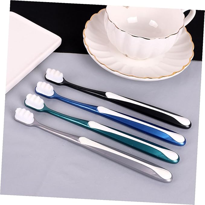 TOYANDONA 4pcs Adult Soft Bristle Toothbrushes Large Head Ergonomic Handle Nano Fur Design for Sensitive Teeth and Daily Oral Care Random Colors Random Color