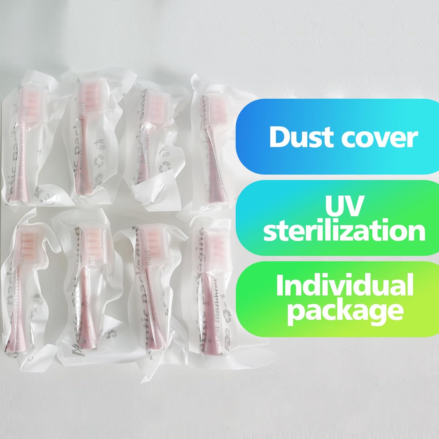 GTHUNDER 8Pcs Electric Toothbrush Heads Compatible with Oclean.with Hygienic Caps,Vacuum-Packed.Fits Adapted for All Oclean Models x pro Elite, X, X Pro,Flow,F1,Air 2 (Pink)