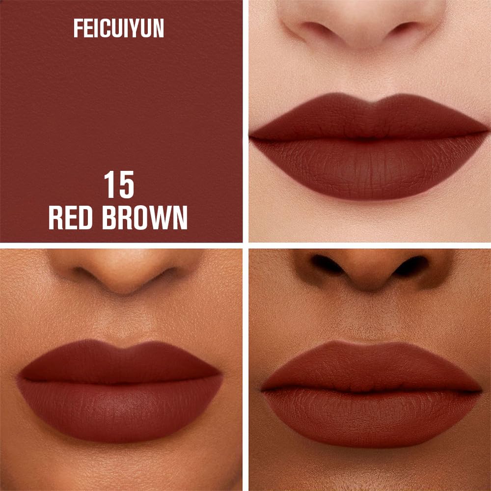 Matte Calligraphy Liquid Lip Liner Lipstick Pencil, Red Brown Long-Lasting Transfer-Proof Lip Stain Halloween Birthday Party Wear, Sheer Buildable Color, Fades to a Natural Wash of Colors