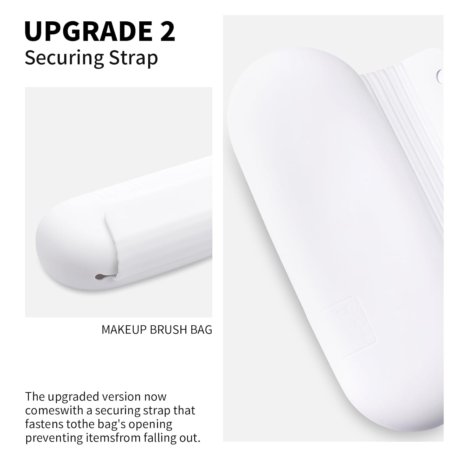 Silicone Makeup Brush Holder Travel Cosmetic Bag：Soft Portable Cosmetic Face Brushes Holder with Upgrade Anti-Fall Out Magnetic Closure, Large Travel Makeup Brush Case - White