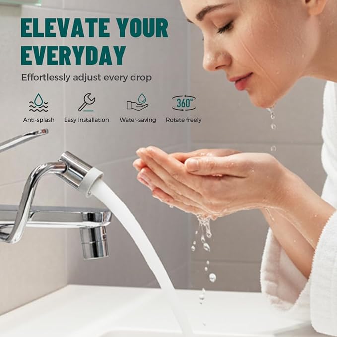 1440° Rotatable Faucet Aerator Extension, 2026 New U Shaped Robotic Arm Universal Faucet, 1080° Rotating Multifunctional Faucet Extender for Bathroom Sink Kitchen (1)