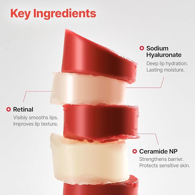 Dr.Different Retinal Lip Balm Tinted, Anti-Wrinkle Lip Treatment with Deep Hydration & Long-Lasting Moisture, K-Skincare made by Korean Dermatologist, 0.14oz